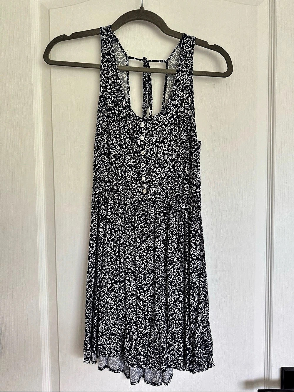 H&M Floral Mini Dress in Black & White Size XS